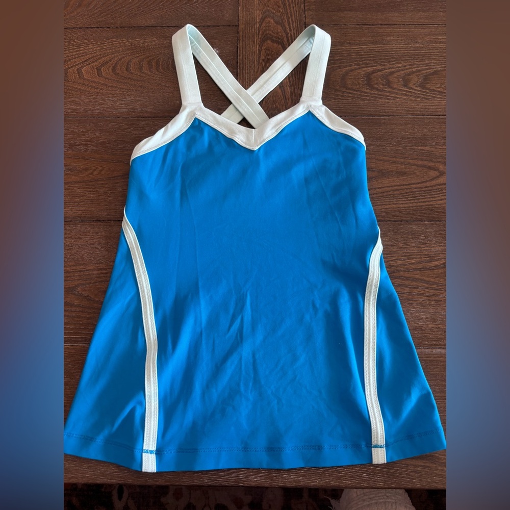 Lululemon Athletica Blue and White Tank Top